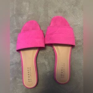 Journee Collection Pink Suede Slide Sandals